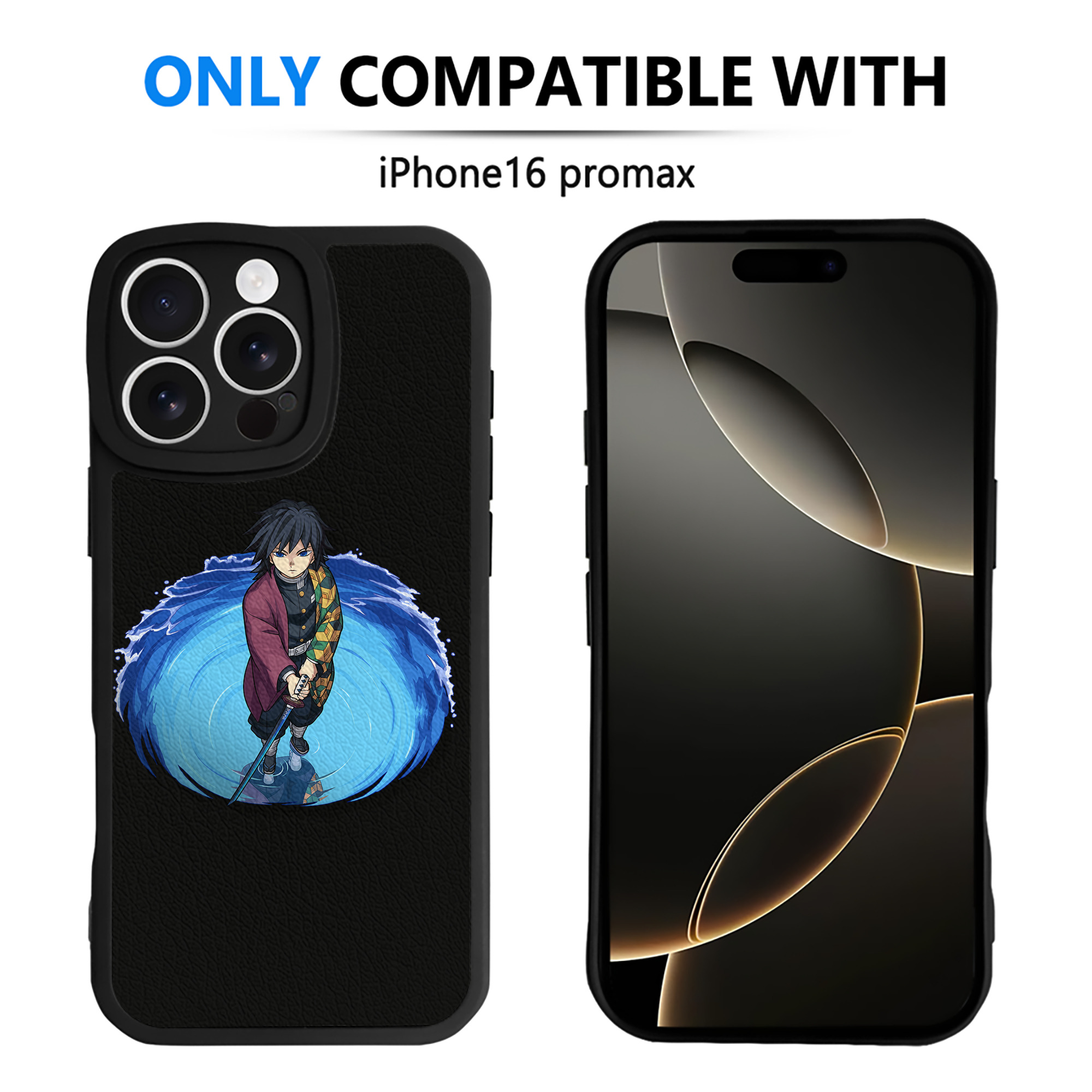 （画像用） 鬼滅の刃（きめつのやいば）水柱-冨岡 義勇／とみおか ぎゆう Tomioka Giyuu 【iPhone 16シリーズ対応】シリコンスマホケース（レザー調） 材質：シリコン
